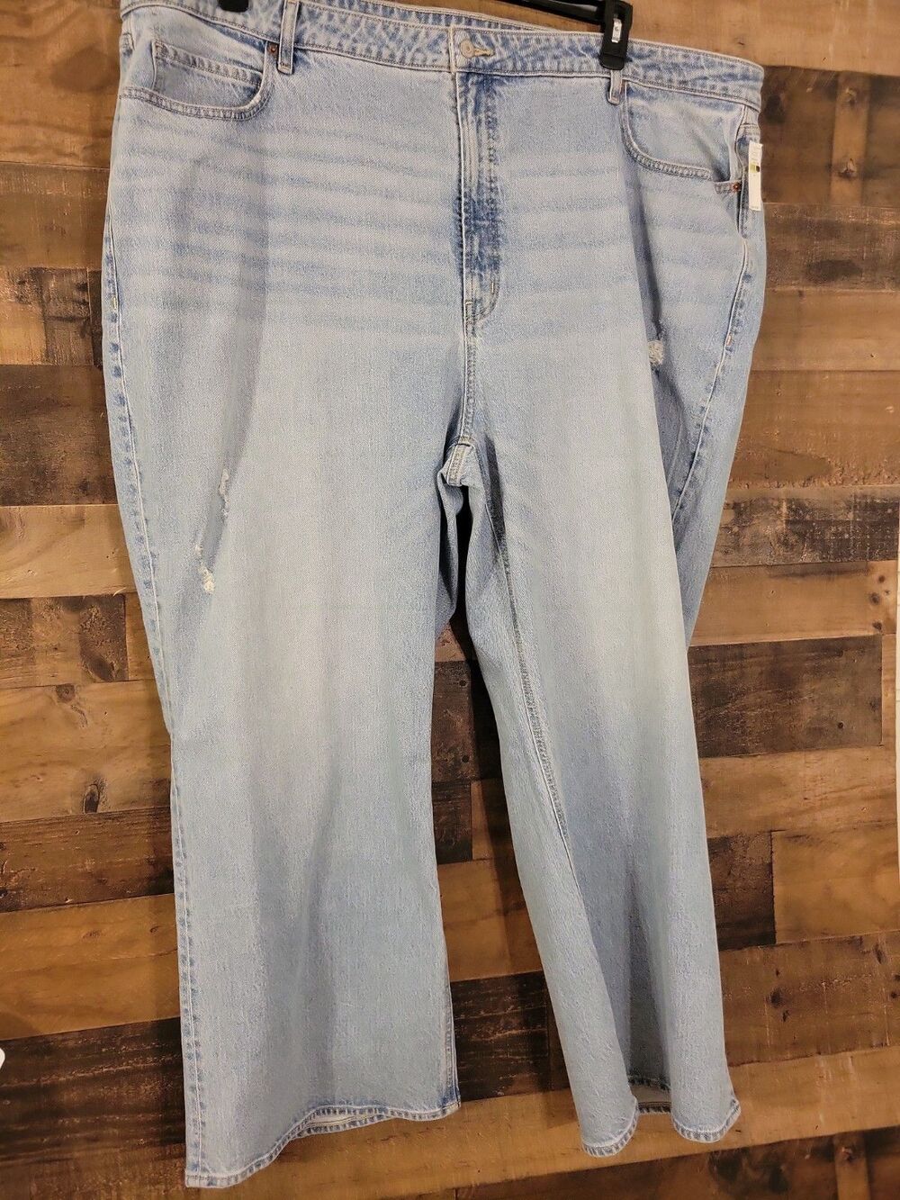 Old Navy jeans plus size 28 Wide Leg High -Rise Stretch Light Wash Distressed